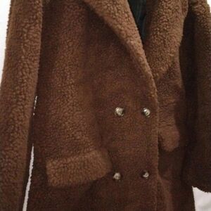 Brown Double-Breasted Teddy Coat